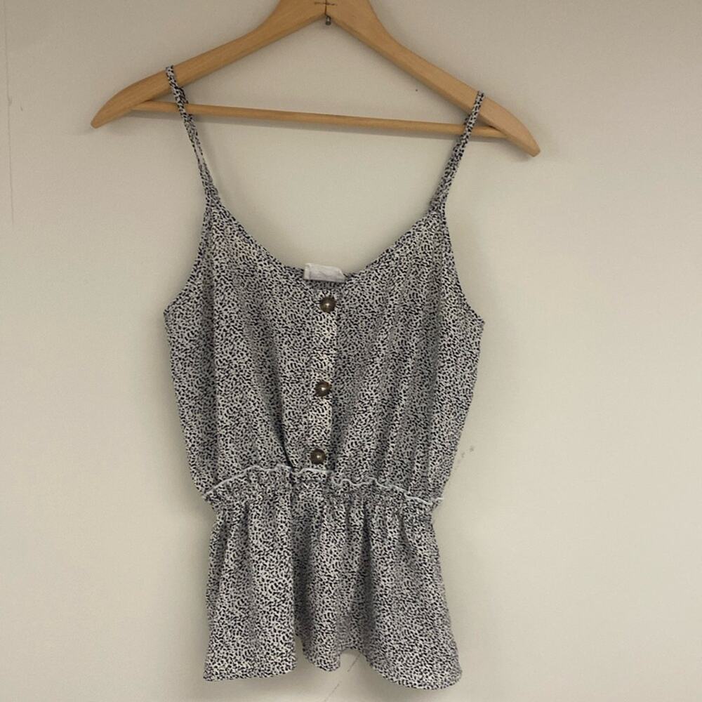 Sienna Sky Black and White Button Front Sleeveless Romper Size XS
